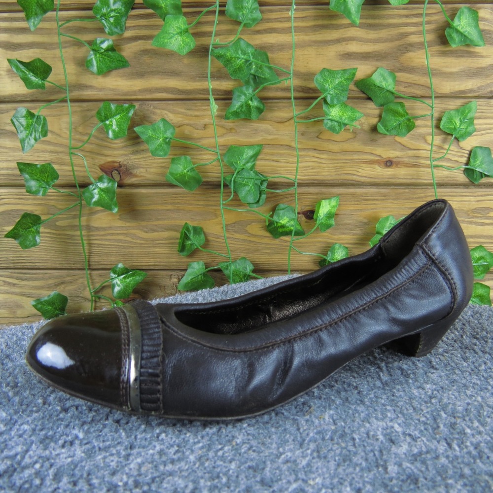 AGL Attilio Giusti Leombruni Brown Leather Cap Toe Low Heel Pumps Women's 36.5